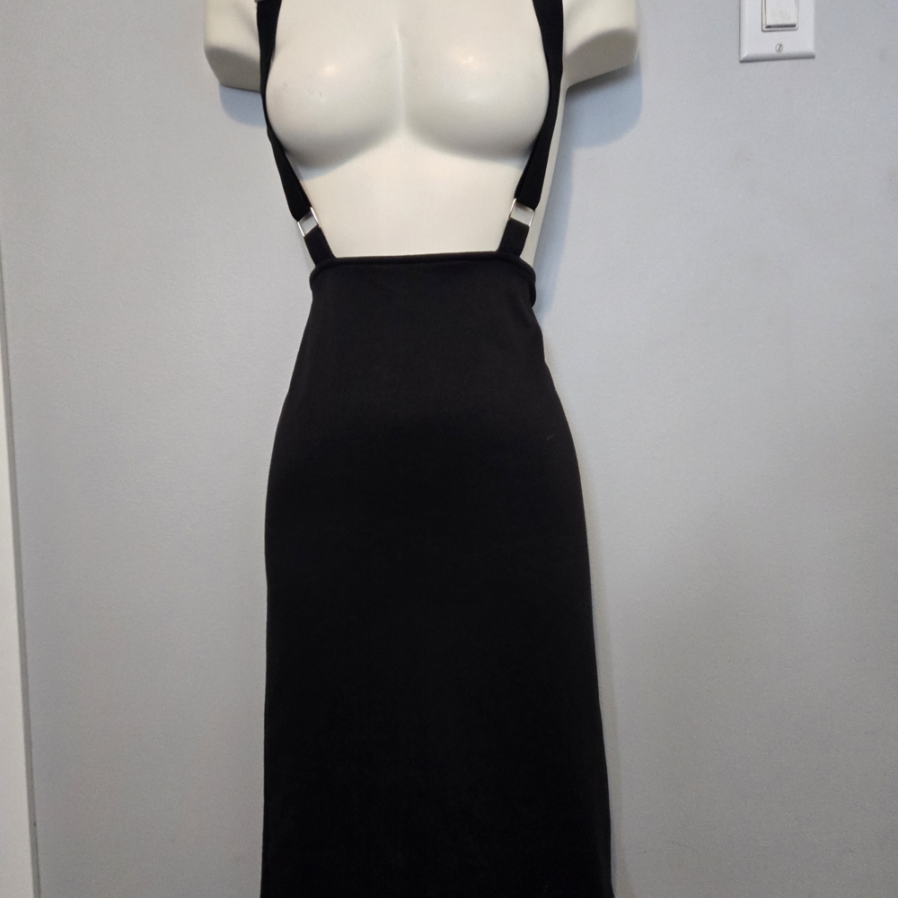 Black Suspender Midi Skirt Dress